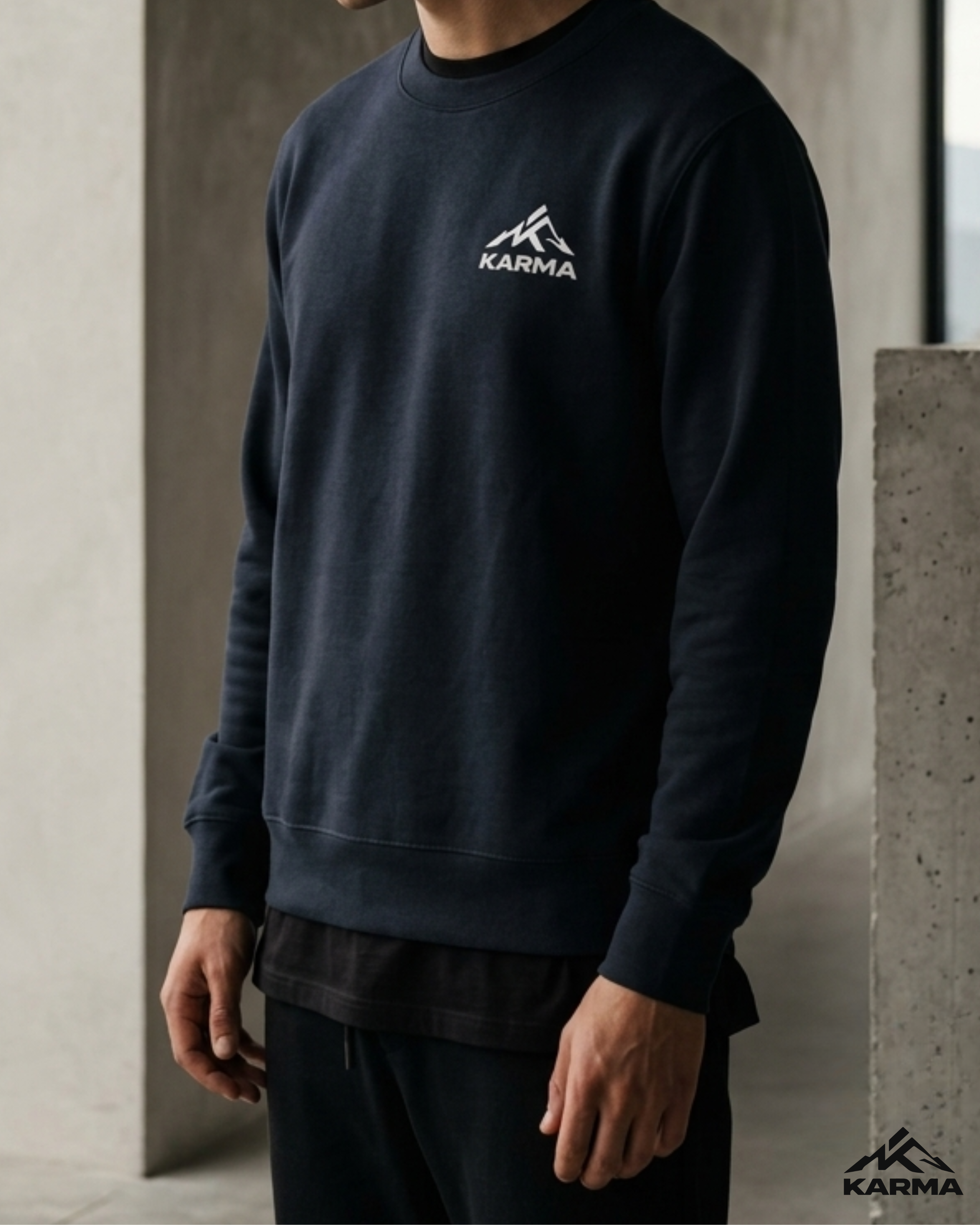 KARMA Fleece Crewneck Sweatshirt – Midnight Navy
